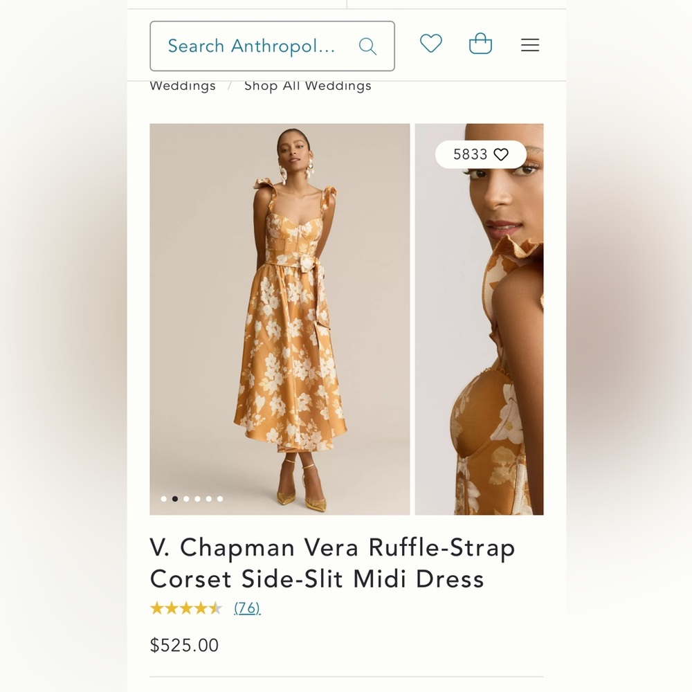 V. Chapman Vera size 4 Gold dress. Unaltered